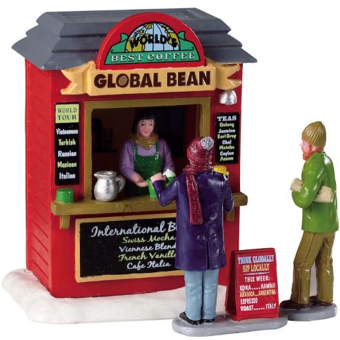 Global Bean Coffee Kiosk Lemax Table Accent Christmas Village Collection