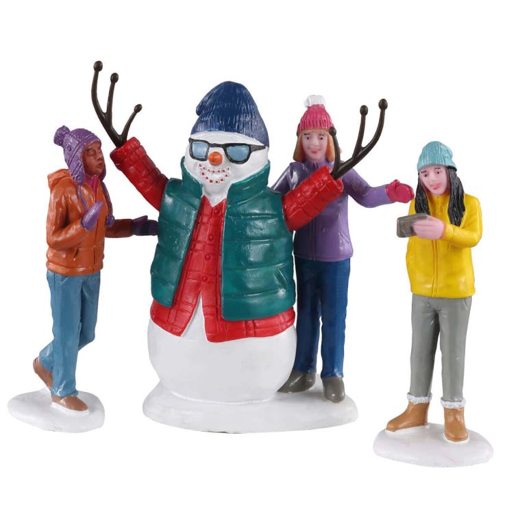 Snowman Selfie  Lemax Village Collection Figurine  for Miniature  Snowy Christmas Village