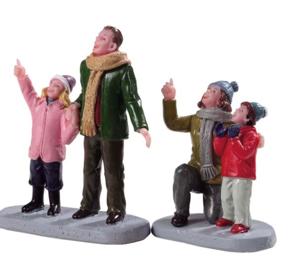 People Admiring Fireworks Figurine Lemax Carnival Christmas Village Collection