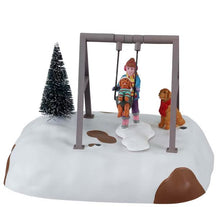 Load image into Gallery viewer, Puppy Gets A Swing Ride Lemax Figurine and Table Accent Christmas Village Collection
