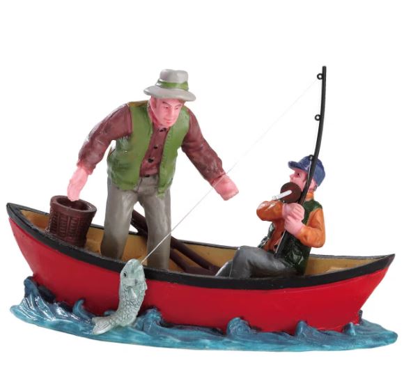 Canoe Catch Figurine  Lemax Christmas Village Plymouth Collection